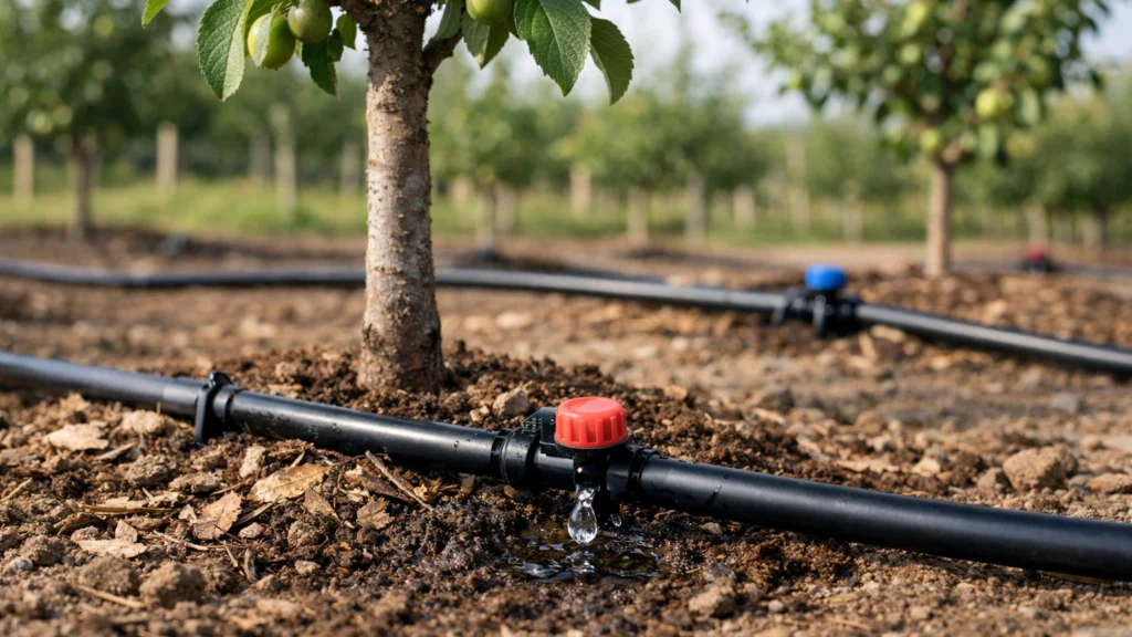 Sustav kap po kap za precizno navodnjavanje mladih voćaka