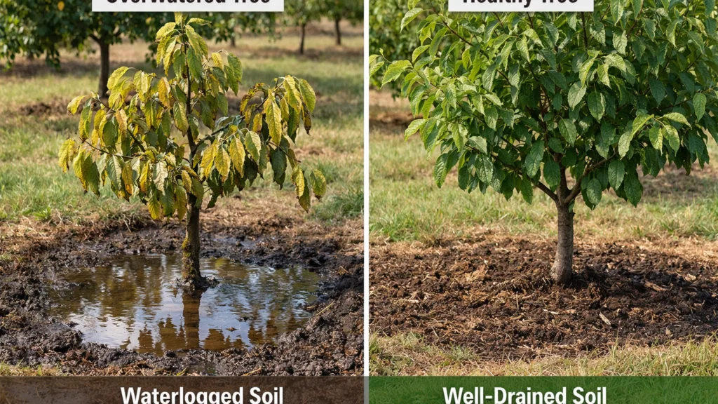 Posljedice pretjeranog zalijevanja mladih voćaka