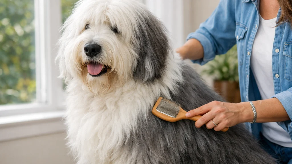 Njega dlake Old English Sheepdoga uz redovito četkanje