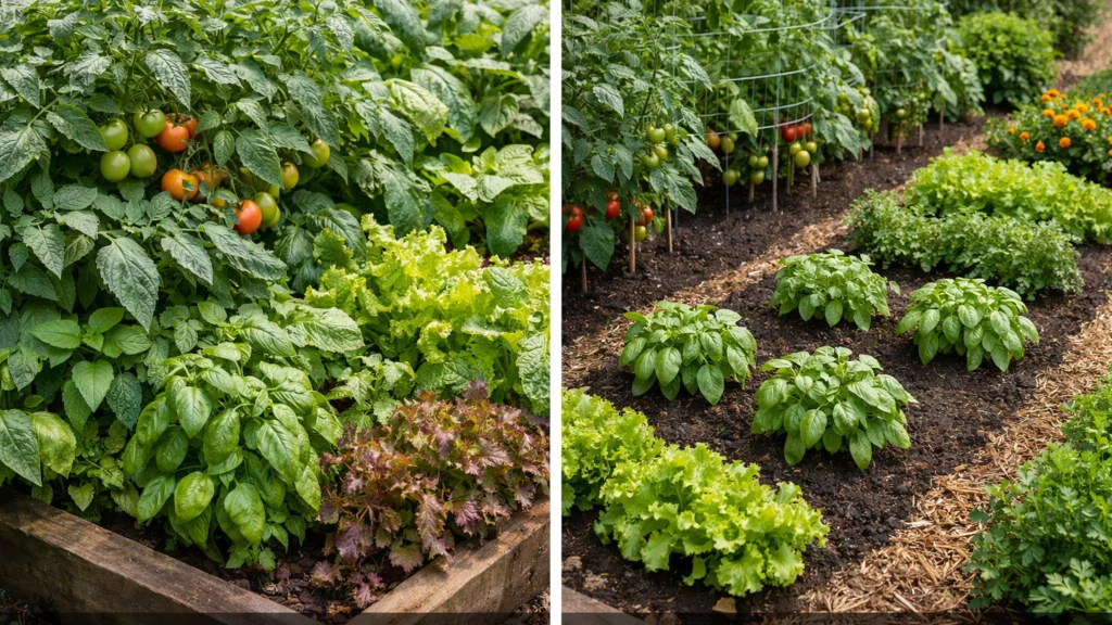 Usporedba pregusto posađenih i pravilno razmaknutih biljaka