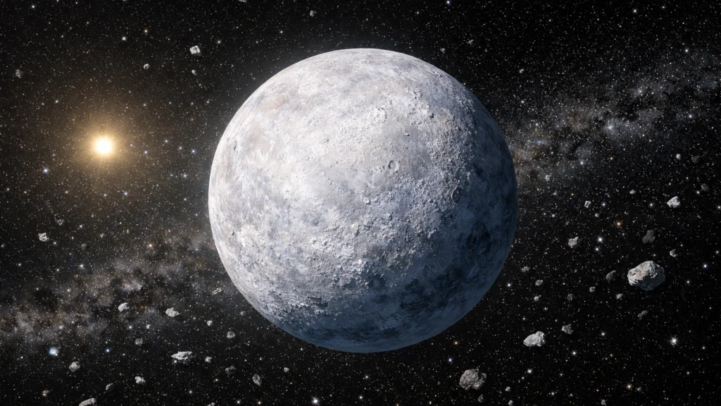 Prikaz patuljastog planeta koji kruži oko Sunca