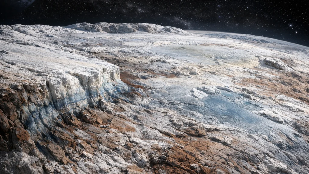 Ledena i stjenovita površina patuljastog planeta