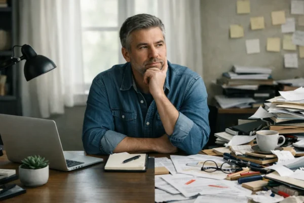 Perfekcionizam kao saveznik i prepreka prikazan kroz radni stol i unutarnji konflikt