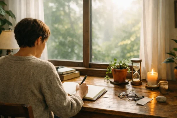 Pisanje dnevnika kao alat osobnog razvoja u mirnom, inspirativnom okruženju