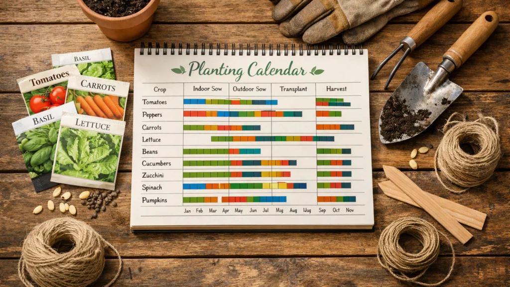 Godišnji plan sadnje s rasporedom kultura po mjesecima