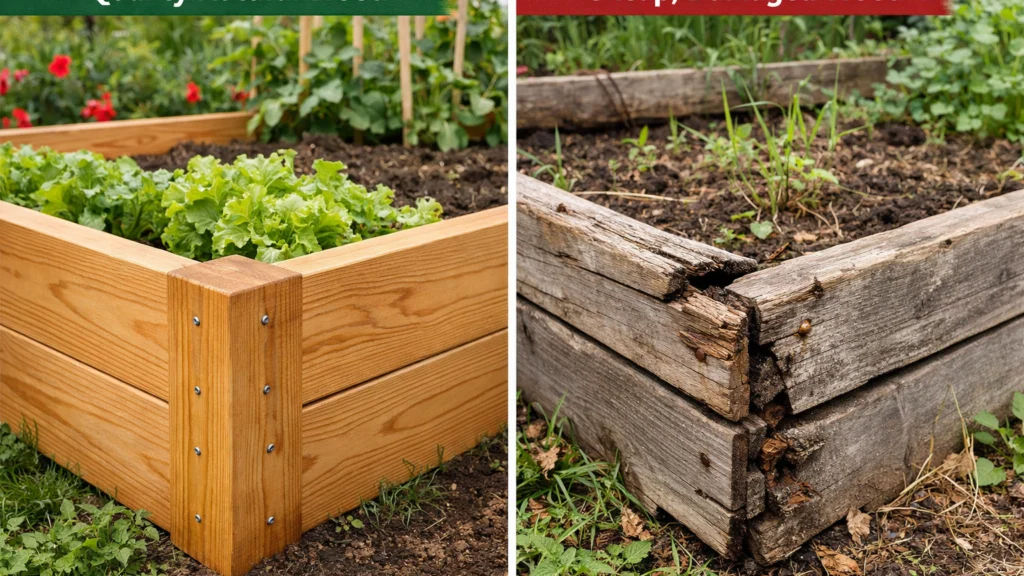 Primjer kvalitetnog netretiranog drva za podignute gredice