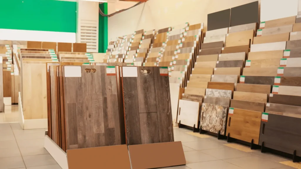 Krupan plan laminatnog poda s razdvojenim spojevima i vidljivim razmacima između ploča.