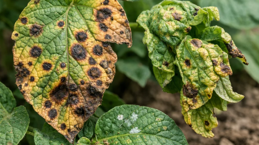 Simptomi bolesti biljaka poput pjega i deformacija na lišću
