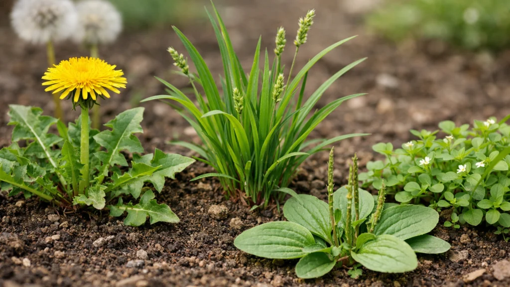 Različite vrste korova poput maslačka i travnih korova