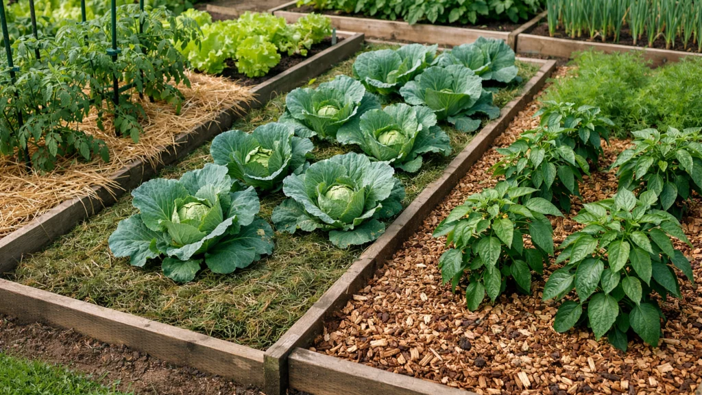 Malčiranje vrta slamom i drvnom sječkom protiv korova