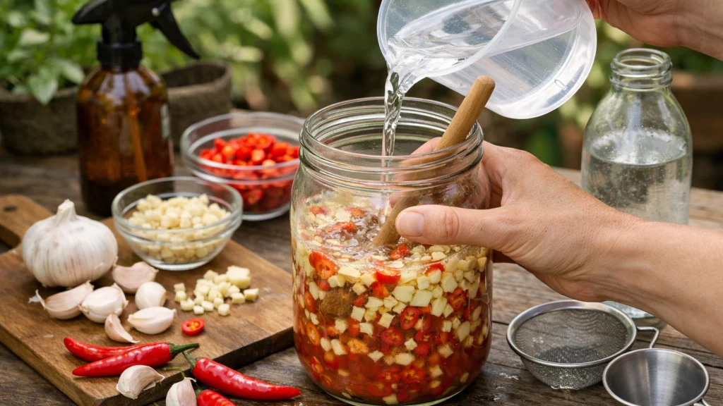 Priprema prirodnog insekticida od češnjaka i čilija