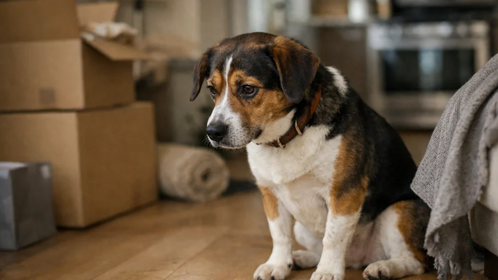 Pas u novom domu pokazuje nesigurnost i prilagodbu na nepoznato okruženje