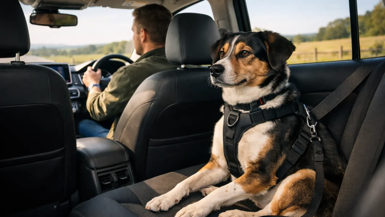 Sigurno putovanje sa psom u automobilu uz korištenje sigurnosnog pojasa
