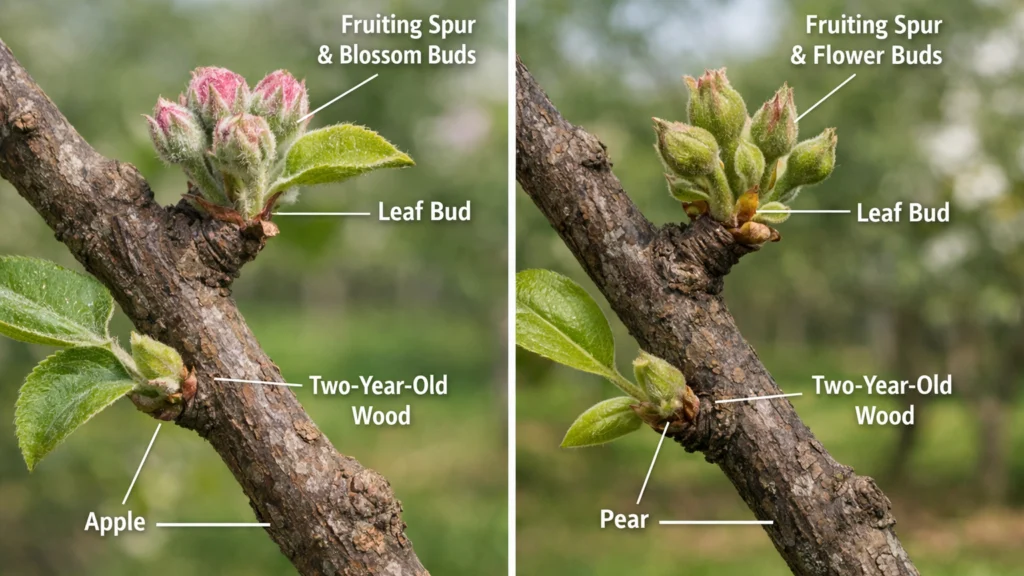 Rodne grančice jabuke i kruške te razlika u rodnosti drva