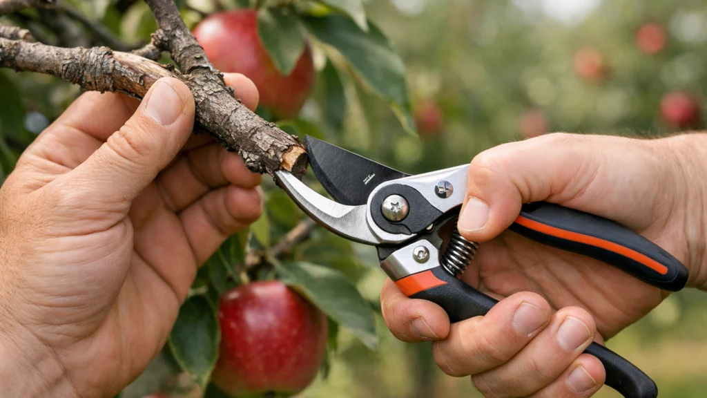 Uklanjanje suhih i oštećenih grana pri rezidbi jabuke