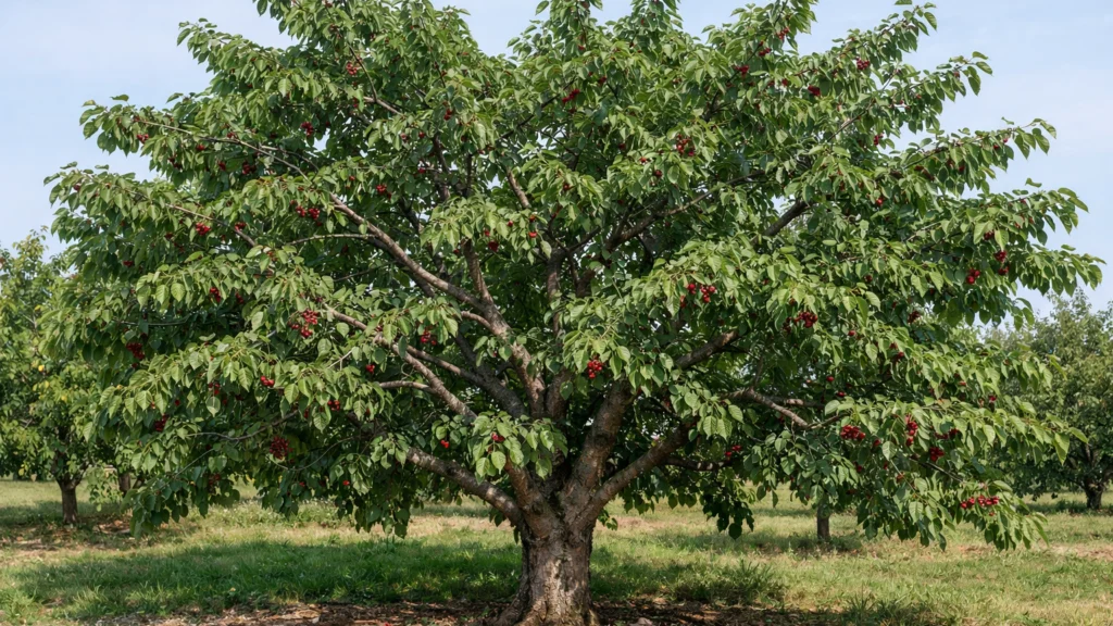 Stablo trešnje prije rezidbe u voćnjaku