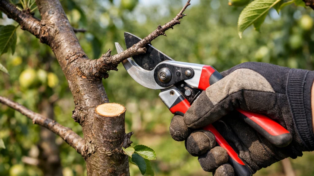Uklanjanje suhih i oštećenih grana tijekom pravilne rezidbe voćaka