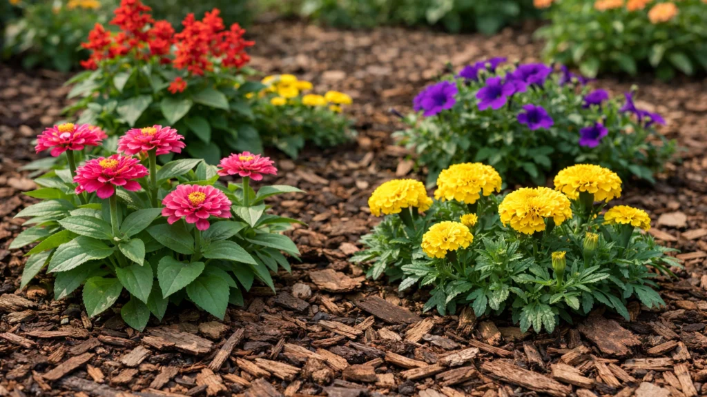 Malčiranje jednogodišnjeg cvijeća radi zadržavanja vlage