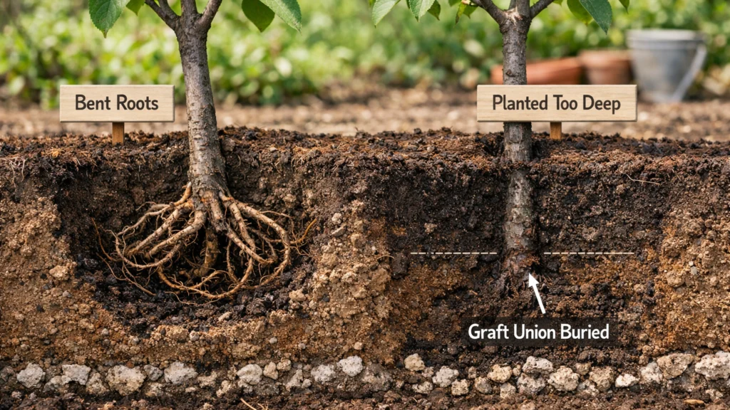 Najčešće pogreške kod sadnje voćaka poput plitke ili preduboke sadnje