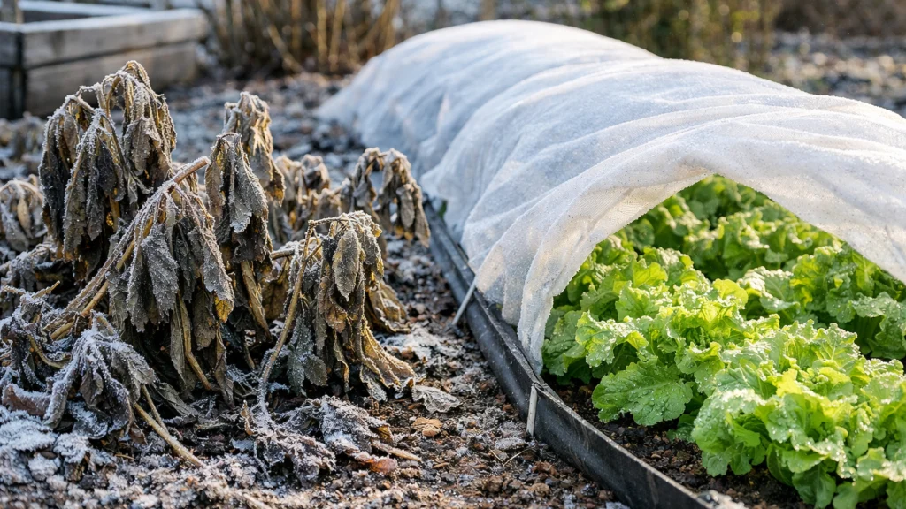 Usporedba oštećenih i zaštićenih zimskih kultura nakon mraza
