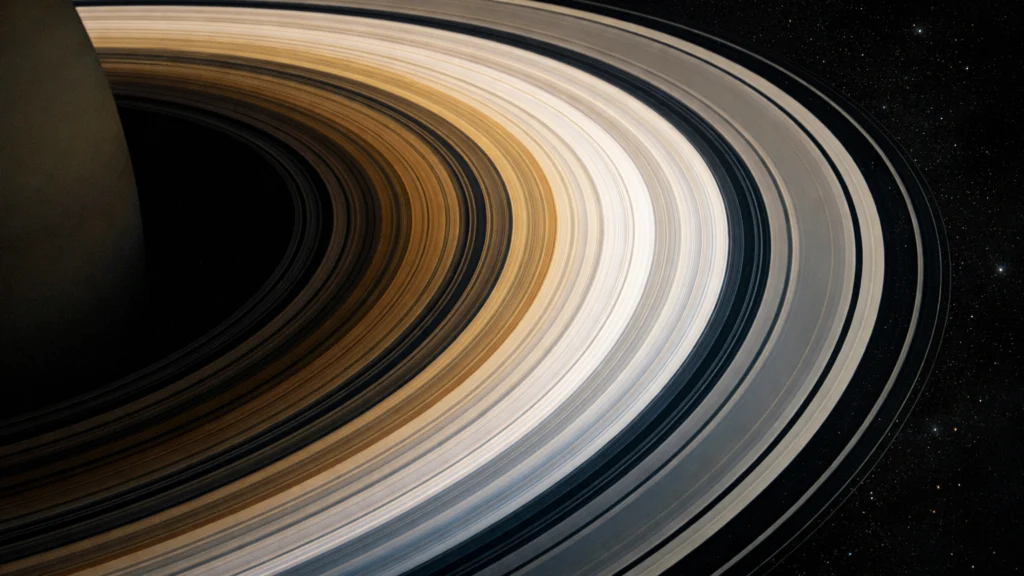 Razlike u boji i reflektivnosti unutar Saturnovih prstena