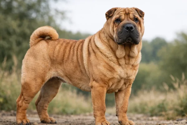 Shar pei pas s karakterističnim naborima kože na otvorenom
