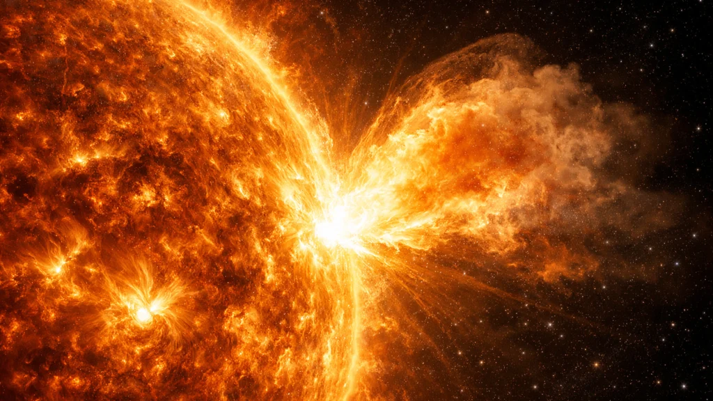 Trenutak oslobađanja energije tijekom snažne solarne baklje