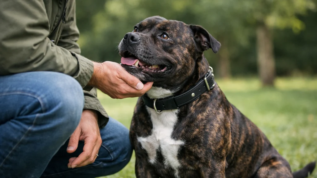 Stabilan karakter Staffordshire bull terijera u mirnoj interakciji s vlasnikom