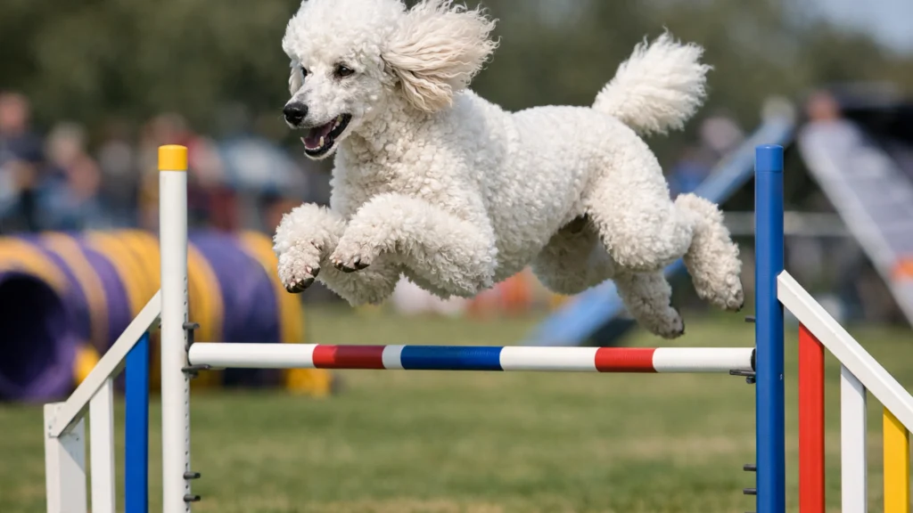 Standardni pudl u agility sportu pokazuje brzinu, fokus i svestranost