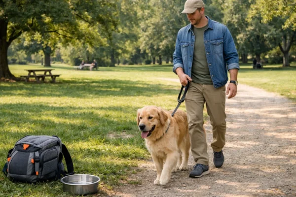 Pas i vlasnik u svakodnevnoj rutini šetnje i brige za psa