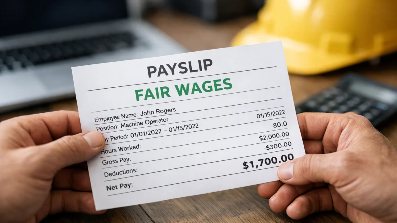 Pravedan rad u praksi: isplata plaće radniku, socijalna pravda, dostojni uvjeti rada i ekonomska jednakost.