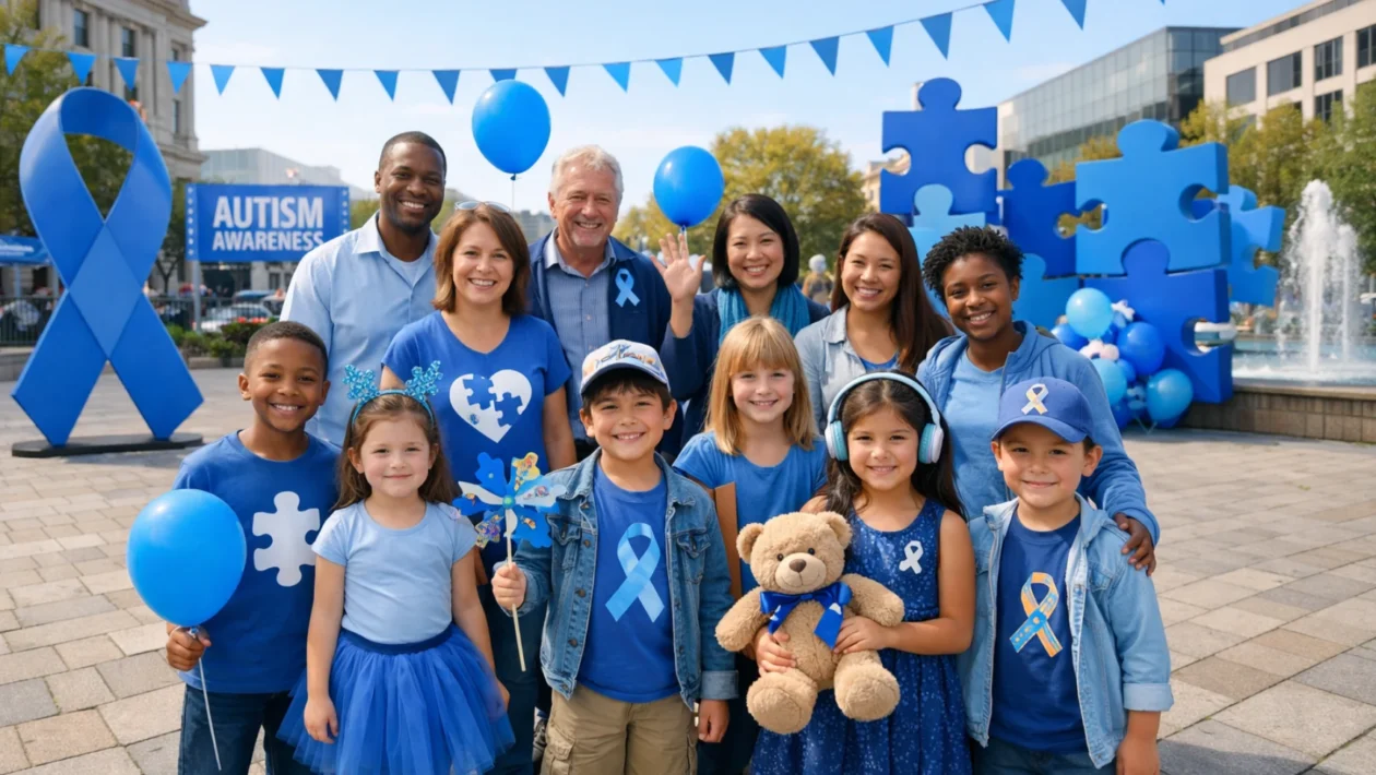 Zajedništvo djece i odraslih povodom Svjetskog dana svjesnosti o autizmu, simboli inkluzije i podrške u zajednici