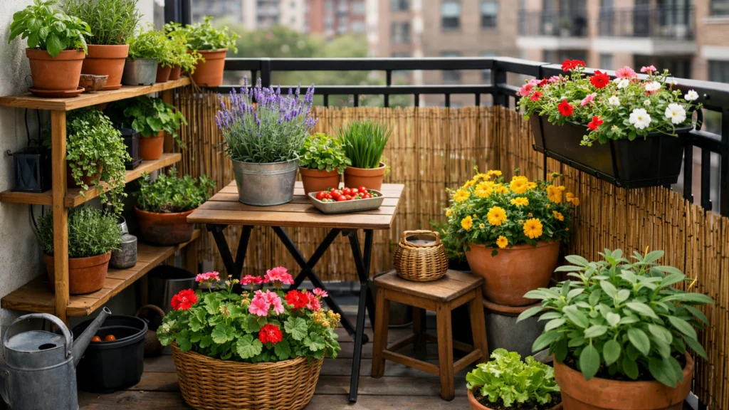 Primjer urbanog vrtlarenja na malom balkonu u gradu