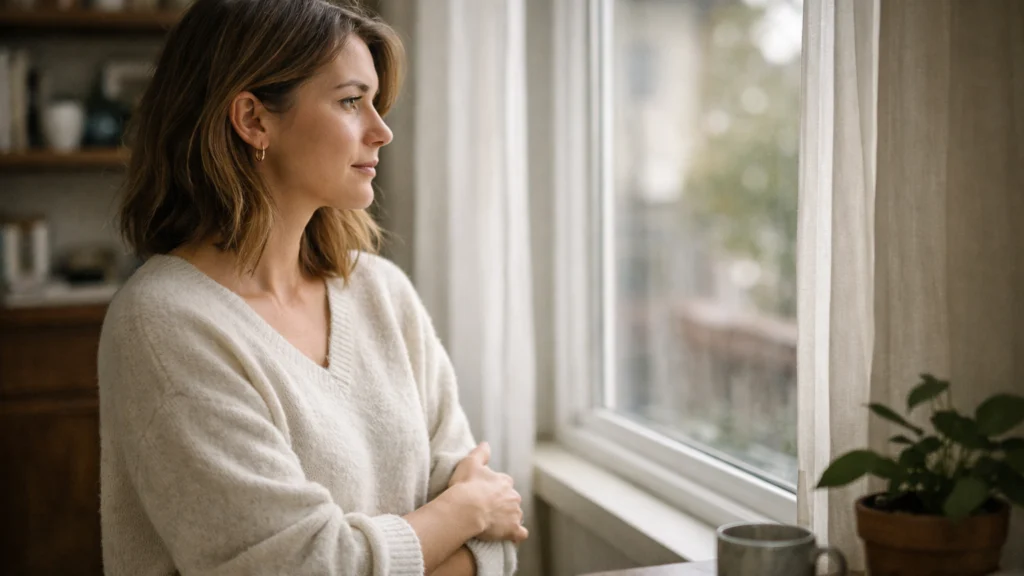 Osoba sama u stanu gleda kroz prozor, razlika između samoće i usamljenosti
