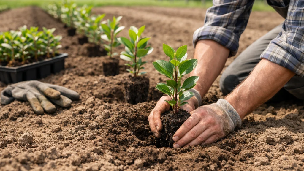 Sadnja aronije s pravilnim razmakom između biljaka
