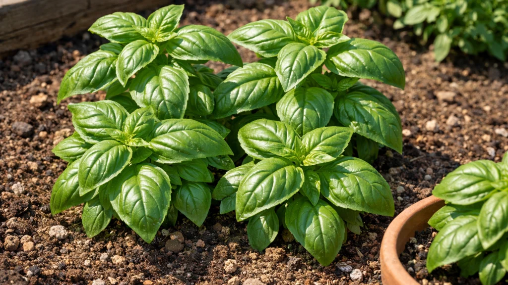 Bosiljak posađen na sunčanom mjestu u kvalitetnom tlu