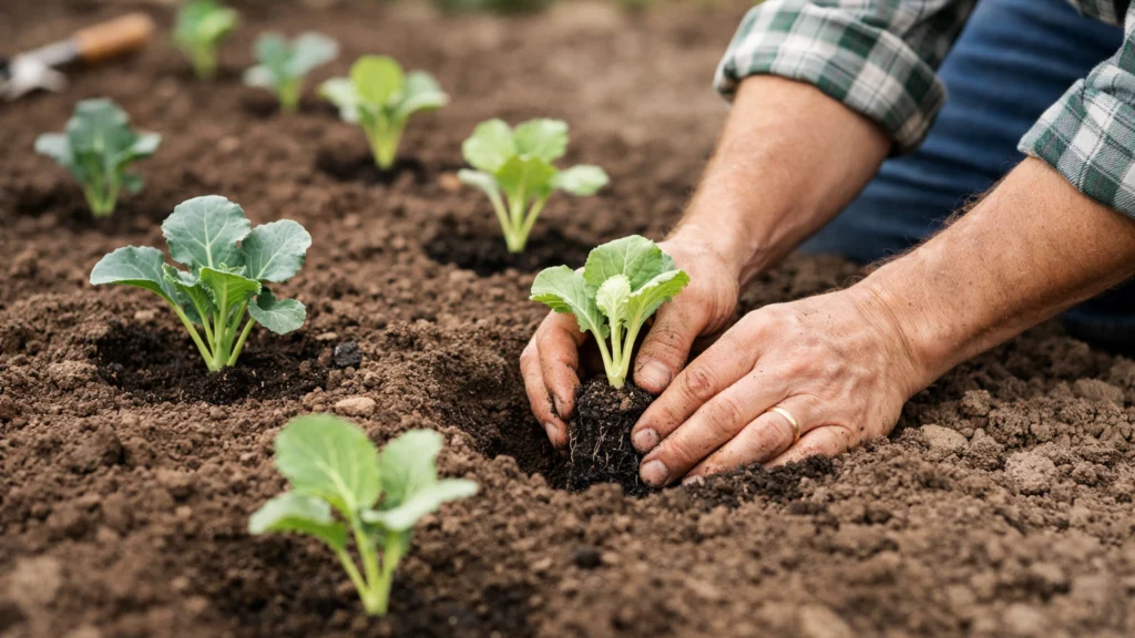 Sadnja presadnica brokule i cvjetače u pravilnom razmaku