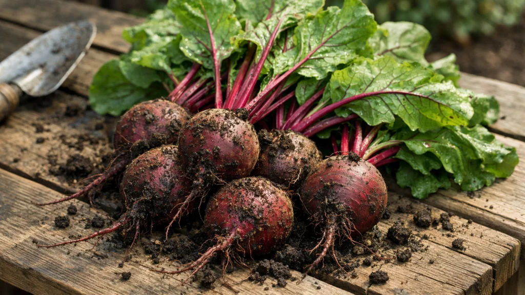 Svježe ubrana cikla s lišćem, bogata hranjivim tvarima