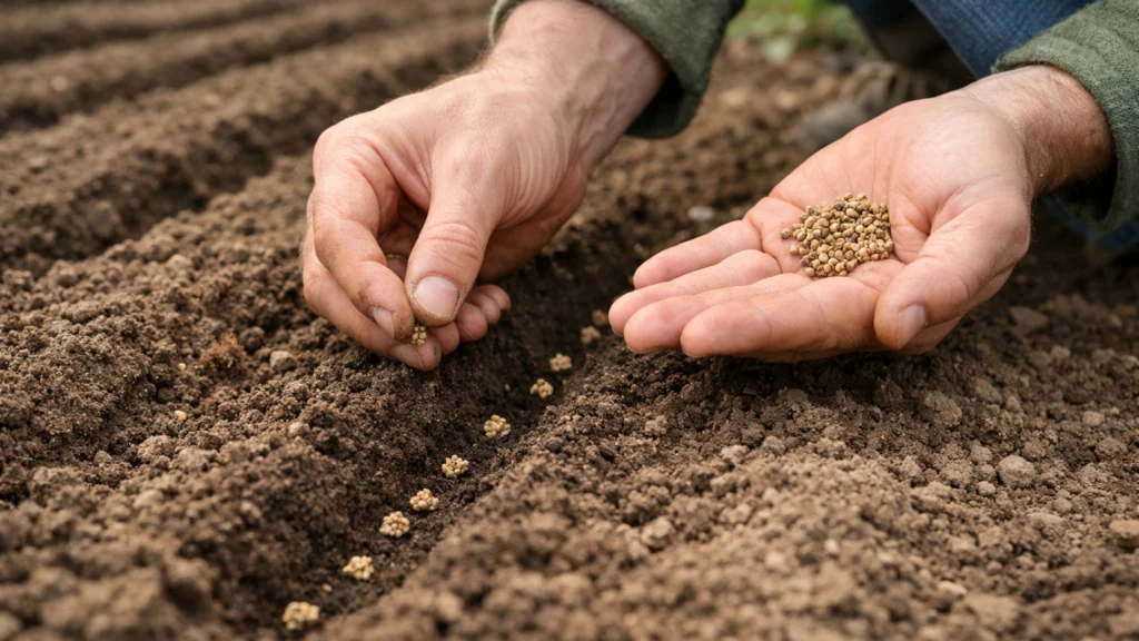 Sjetva sjemena cikle izravno u tlo u vrtu