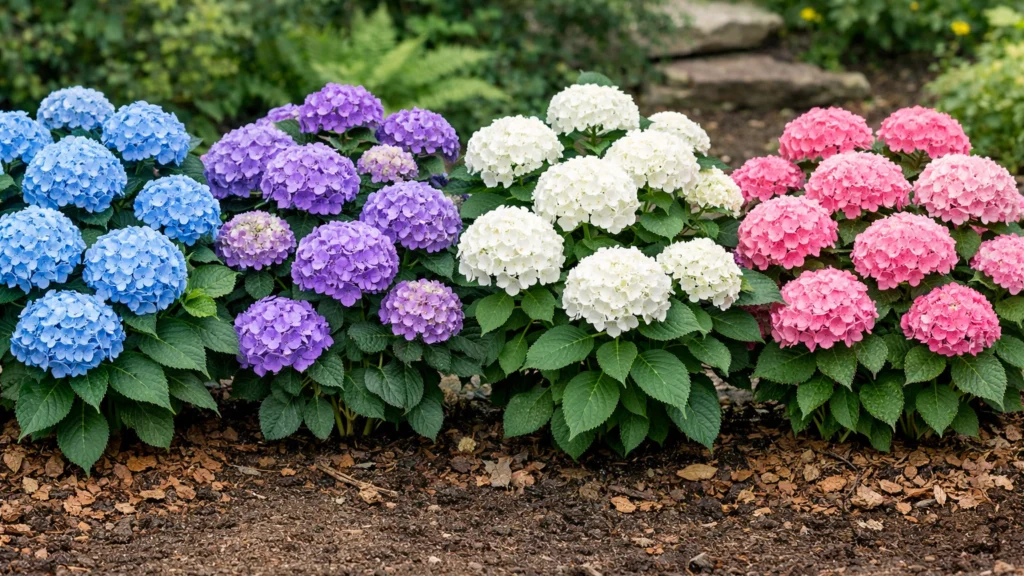 Različite boje cvijeta hortenzije ovisno o sastavu tla
