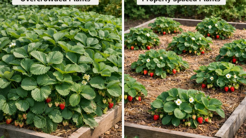 Pregusta sadnja jagoda u usporedbi s pravilnim razmakom