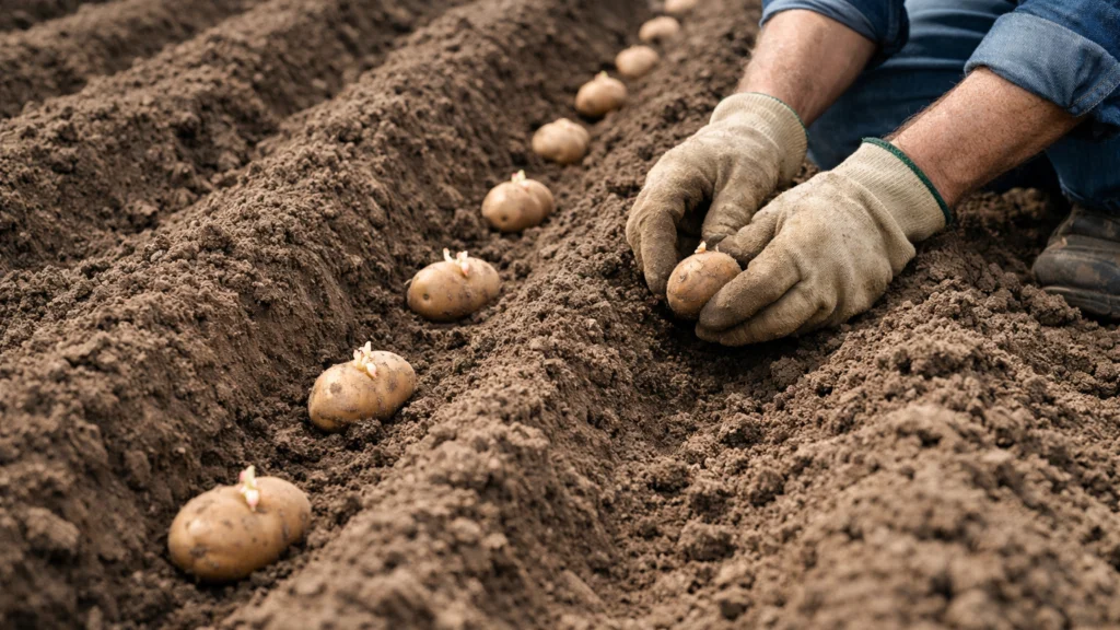 Sadnja sjemenskog krumpira u pravilno pripremljene redove