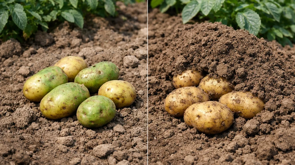 Zelenjenje krumpira zbog preplitke sadnje kao česta pogreška