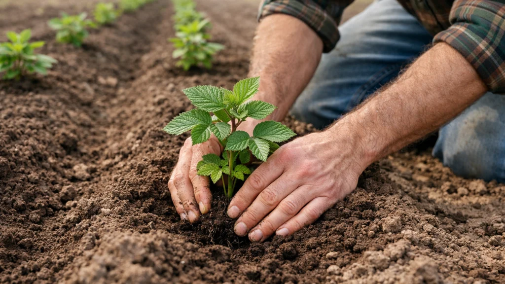 Sadnja kupina s pravilnim razmakom između biljaka