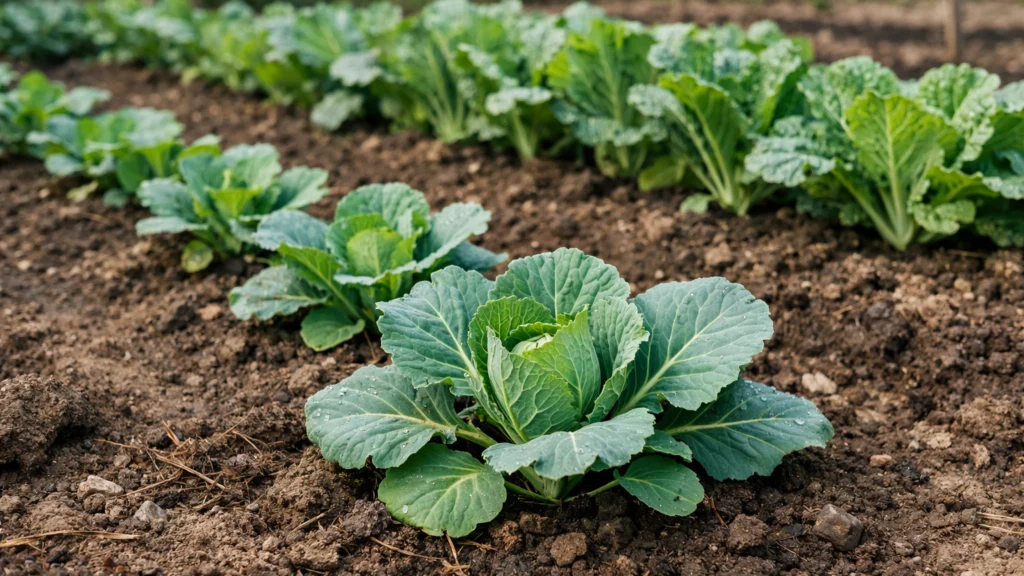 Mladi kupus i lisnato povrće u ranoj fazi rasta