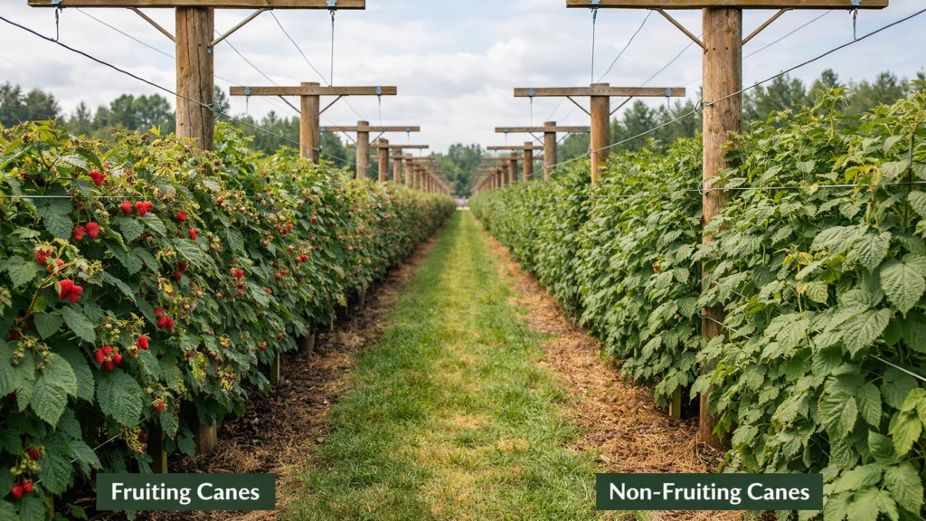 Dvostruka T potpora za razdvajanje rodnih i nerodnih izdanaka maline