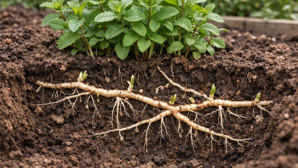 Rizomi mente koji omogućuju brzo širenje biljke