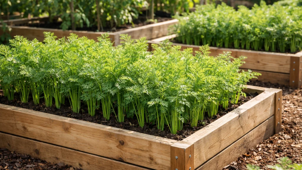 Povišene gredice s mrkvom za ravne korjenove