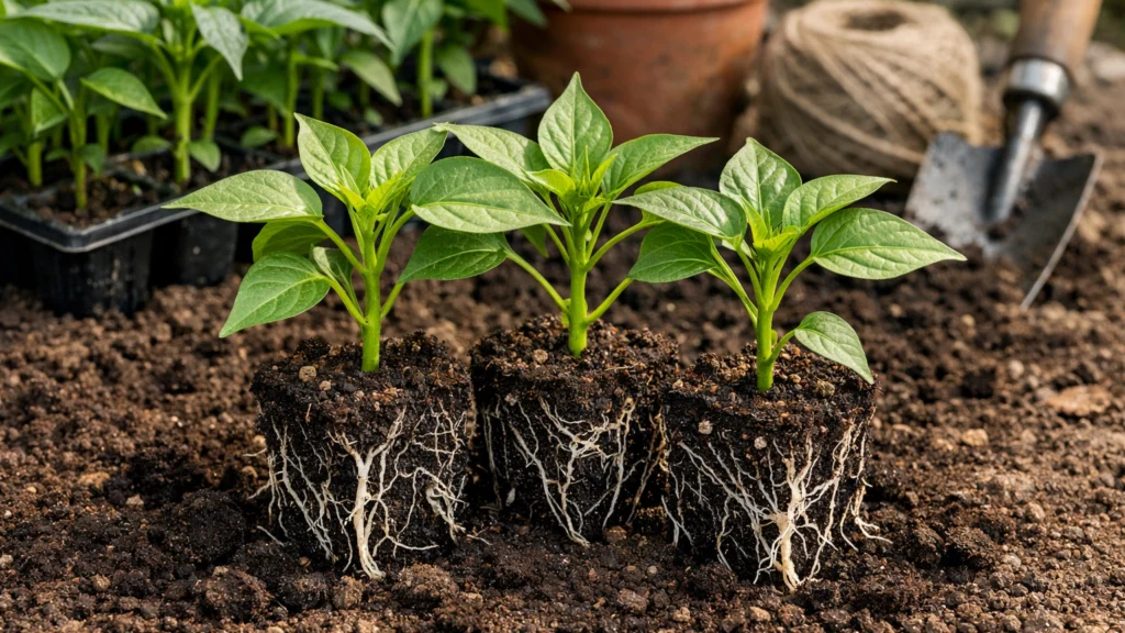 Kvalitetna sadnica paprike spremna za sadnju u vrtu