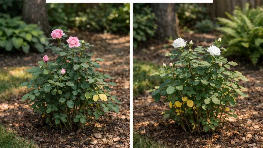 Ruže posađene u sjeni s oslabljenom cvatnjom